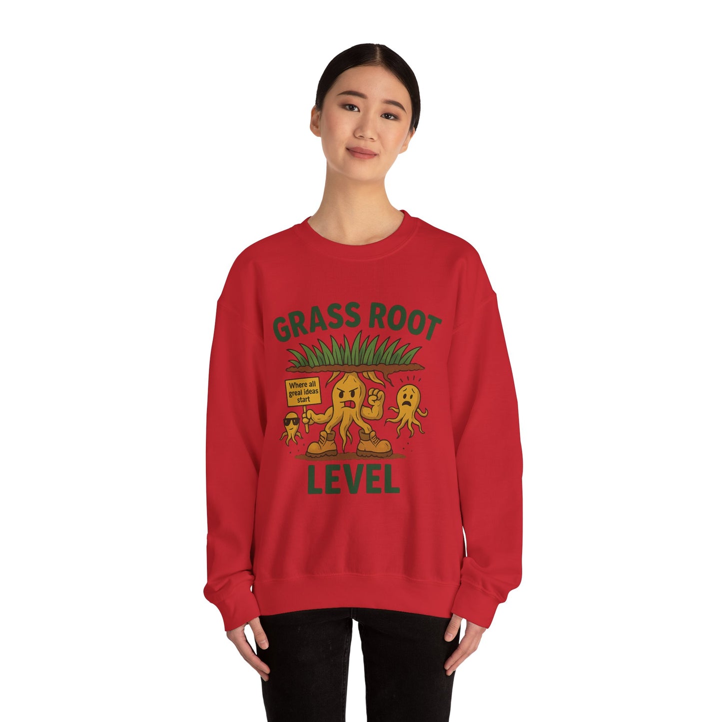 Grass Root Level Crewneck Sweatshirt, Cozy Unisex Sweatshirt, Perfect Gift for Nature Lovers, Plant Lover Apparel, Great for Earth Day