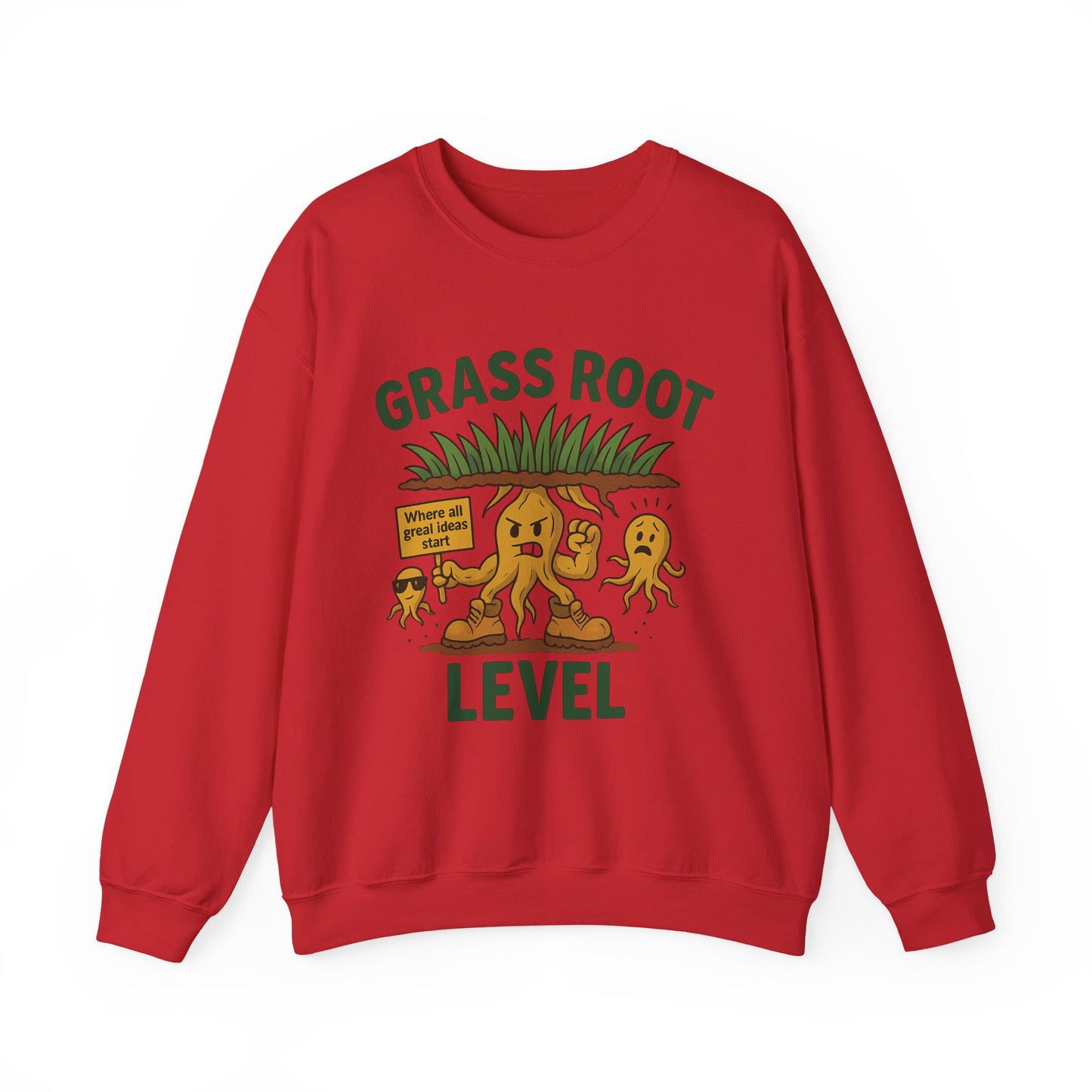 Grass Root Level Crewneck Sweatshirt, Cozy Unisex Sweatshirt, Perfect Gift for Nature Lovers, Plant Lover Apparel, Great for Earth Day