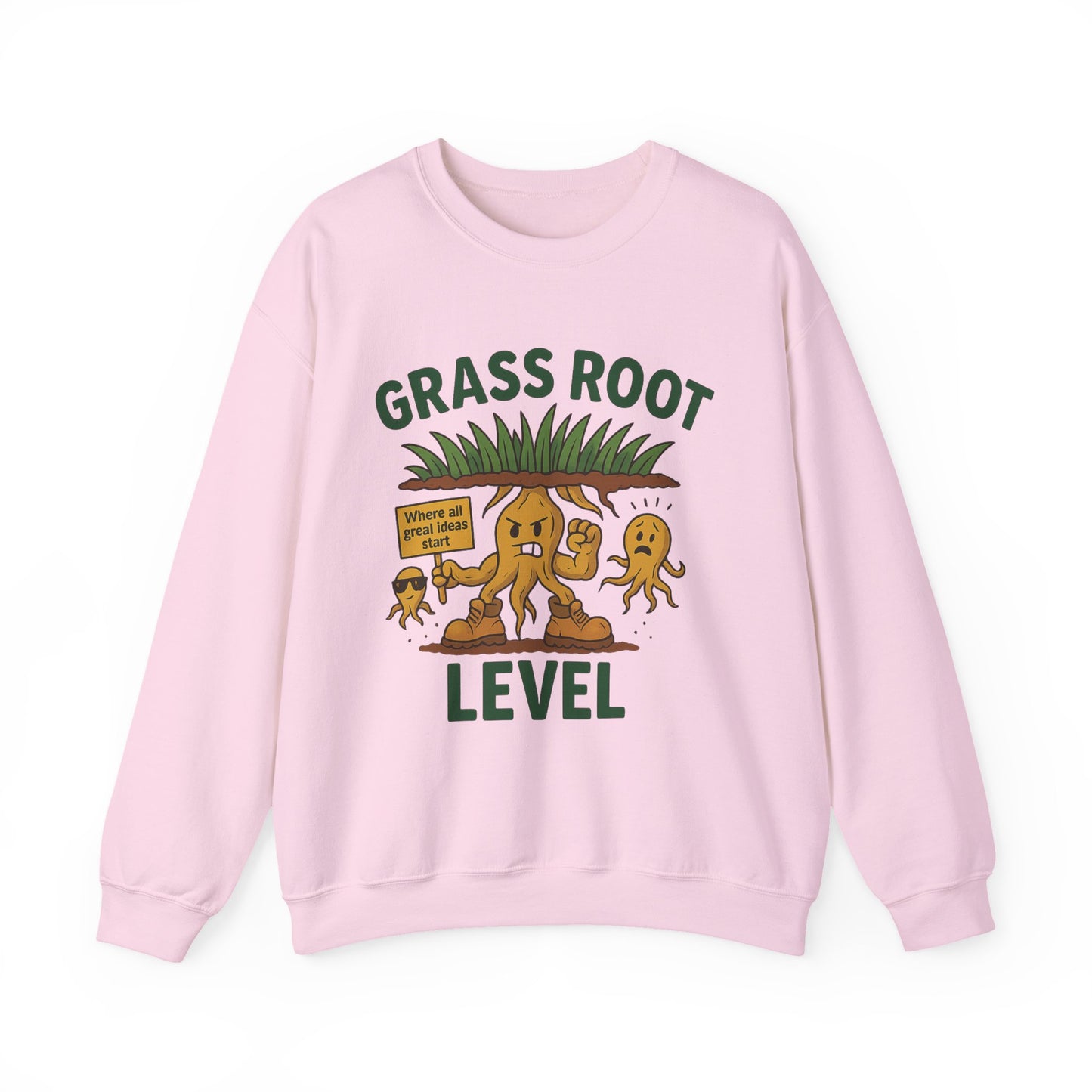 Grass Root Level Crewneck Sweatshirt, Cozy Unisex Sweatshirt, Perfect Gift for Nature Lovers, Plant Lover Apparel, Great for Earth Day