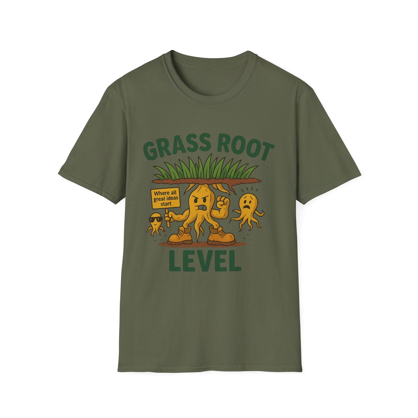 Grass Root Level Unisex T-Shirt - Softstyle Tee for Nature Lovers, Eco-Friendly Gift, Casual Everyday Wear, Sustainable Fashion