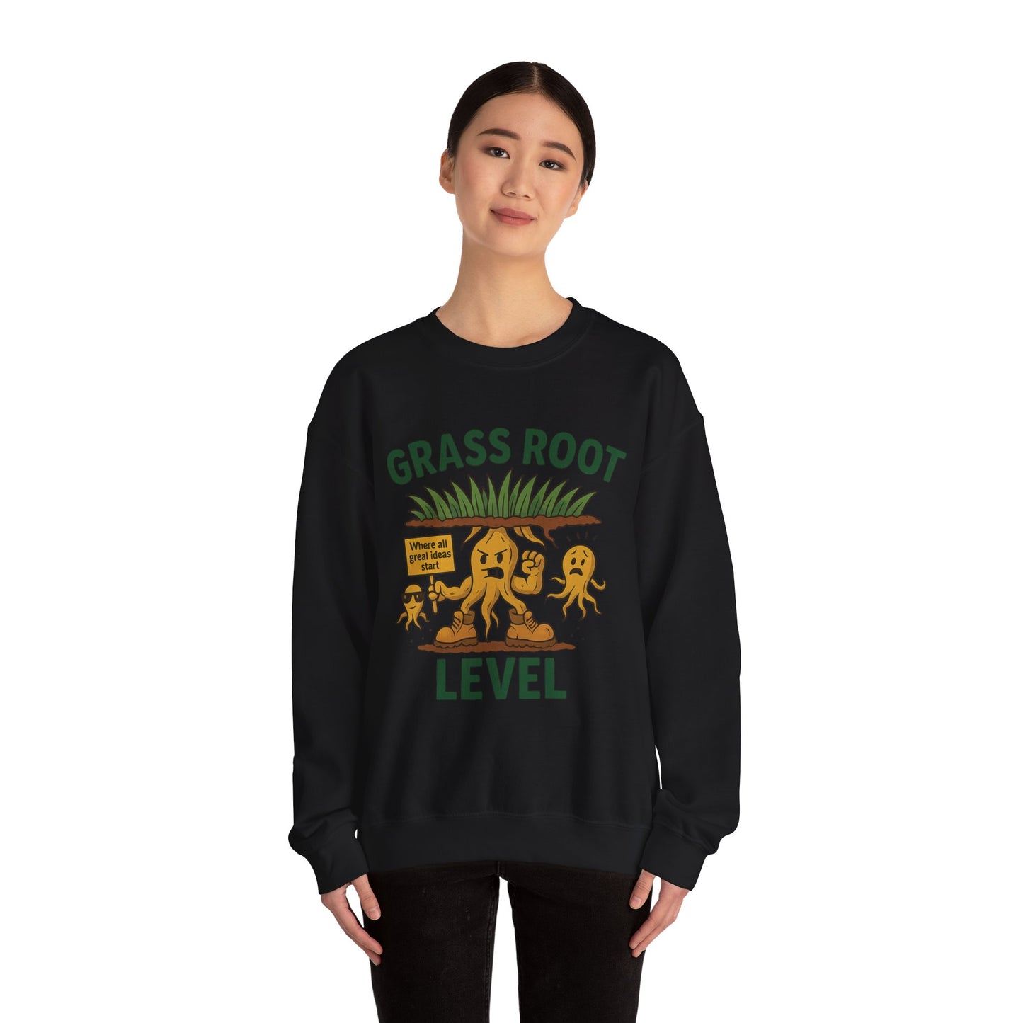 Grass Root Level Crewneck Sweatshirt, Cozy Unisex Sweatshirt, Perfect Gift for Nature Lovers, Plant Lover Apparel, Great for Earth Day