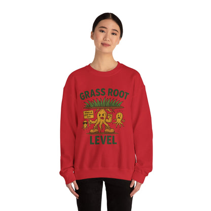 Grass Root Level Crewneck Sweatshirt, Cozy Unisex Sweatshirt, Perfect Gift for Nature Lovers, Plant Lover Apparel, Great for Earth Day