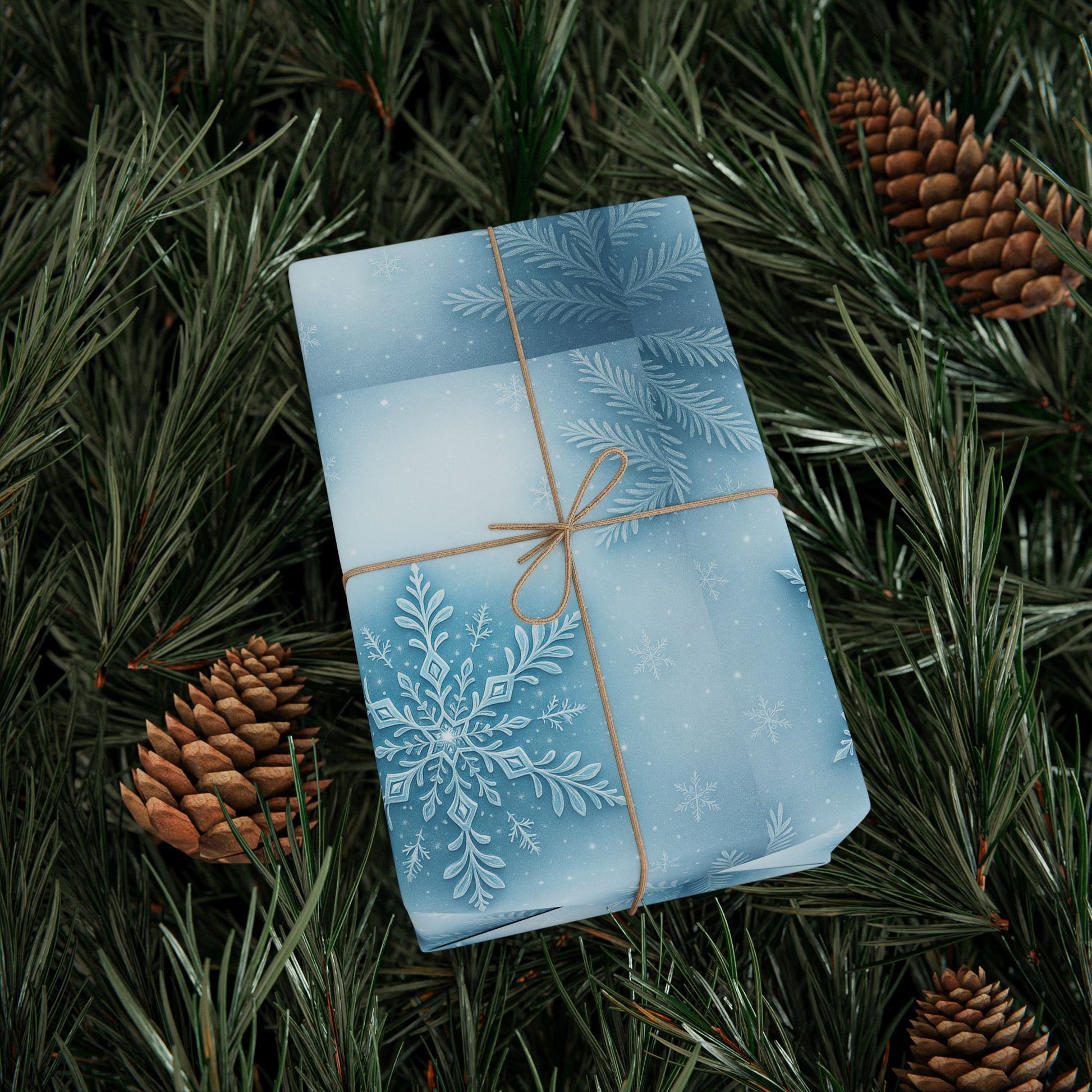 Elegant Winter Wrapping Paper, Holiday Gift Wrap, Snowflake Design for Christmas, Birthday, Wedding, Baby Shower Printify