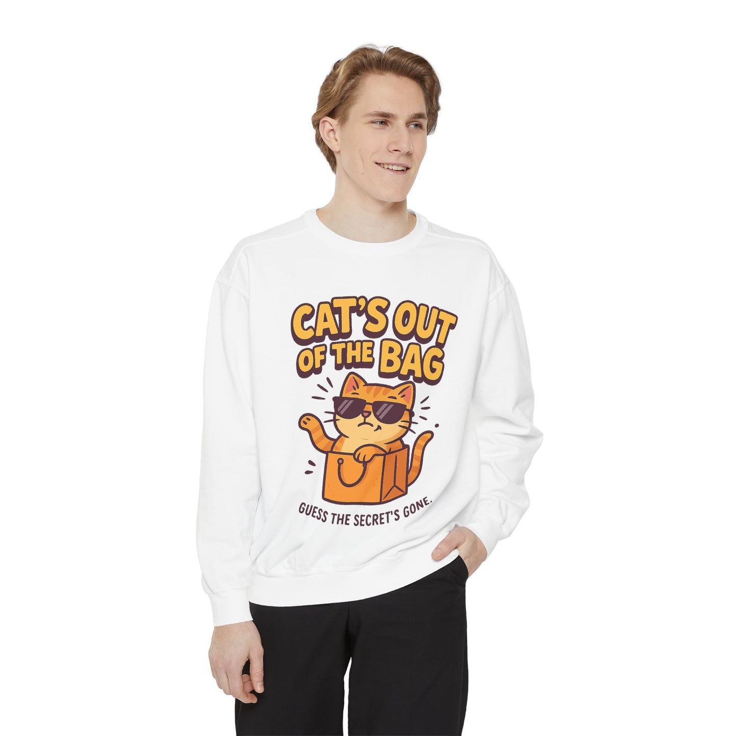 Cat's Out of the Bag Sweatshirt, Cute Cat Lover Gift, Cozy Unisex Pullover, Fun Fashion for Casual Days, Perfect for Birthdays, Cat [...]