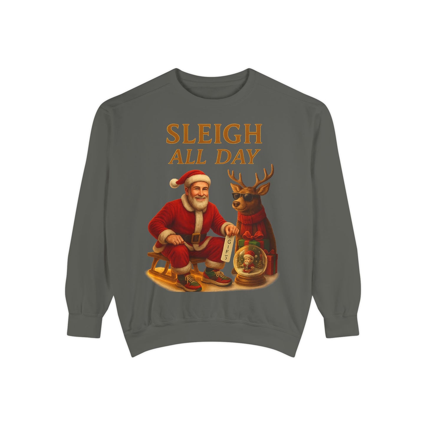 Sleigh All Day Sweatshirt, Cozy Holiday Sweatshirt, Unisex Christmas Apparel, Festive Sweatshirt Gift, Winter Wardrobe Essential Printify