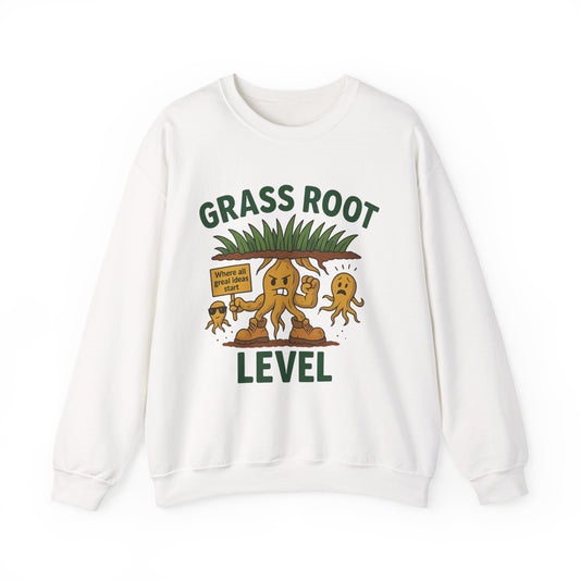 Grass Root Level Crewneck Sweatshirt, Cozy Unisex Sweatshirt, Perfect Gift for Nature Lovers, Plant Lover Apparel, Great for Earth Day