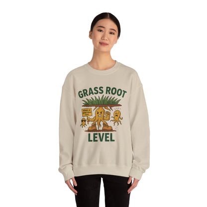 Grass Root Level Crewneck Sweatshirt, Cozy Unisex Sweatshirt, Perfect Gift for Nature Lovers, Plant Lover Apparel, Great for Earth Day