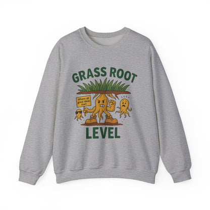 Grass Root Level Crewneck Sweatshirt, Cozy Unisex Sweatshirt, Perfect Gift for Nature Lovers, Plant Lover Apparel, Great for Earth Day