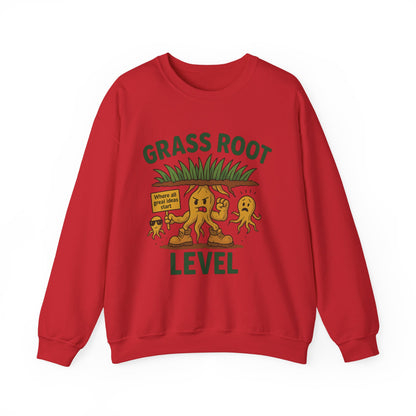 Grass Root Level Crewneck Sweatshirt, Cozy Unisex Sweatshirt, Perfect Gift for Nature Lovers, Plant Lover Apparel, Great for Earth Day