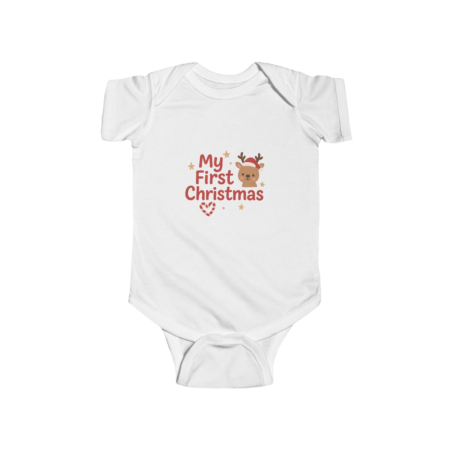 Baby Bodysuit - "My First Christmas" Reindeer Infant Onesie, Holiday Newborn Outfit Printify
