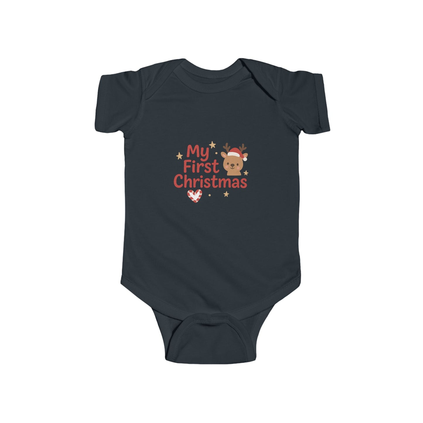 Baby Bodysuit - "My First Christmas" Reindeer Infant Onesie, Holiday Newborn Outfit Printify