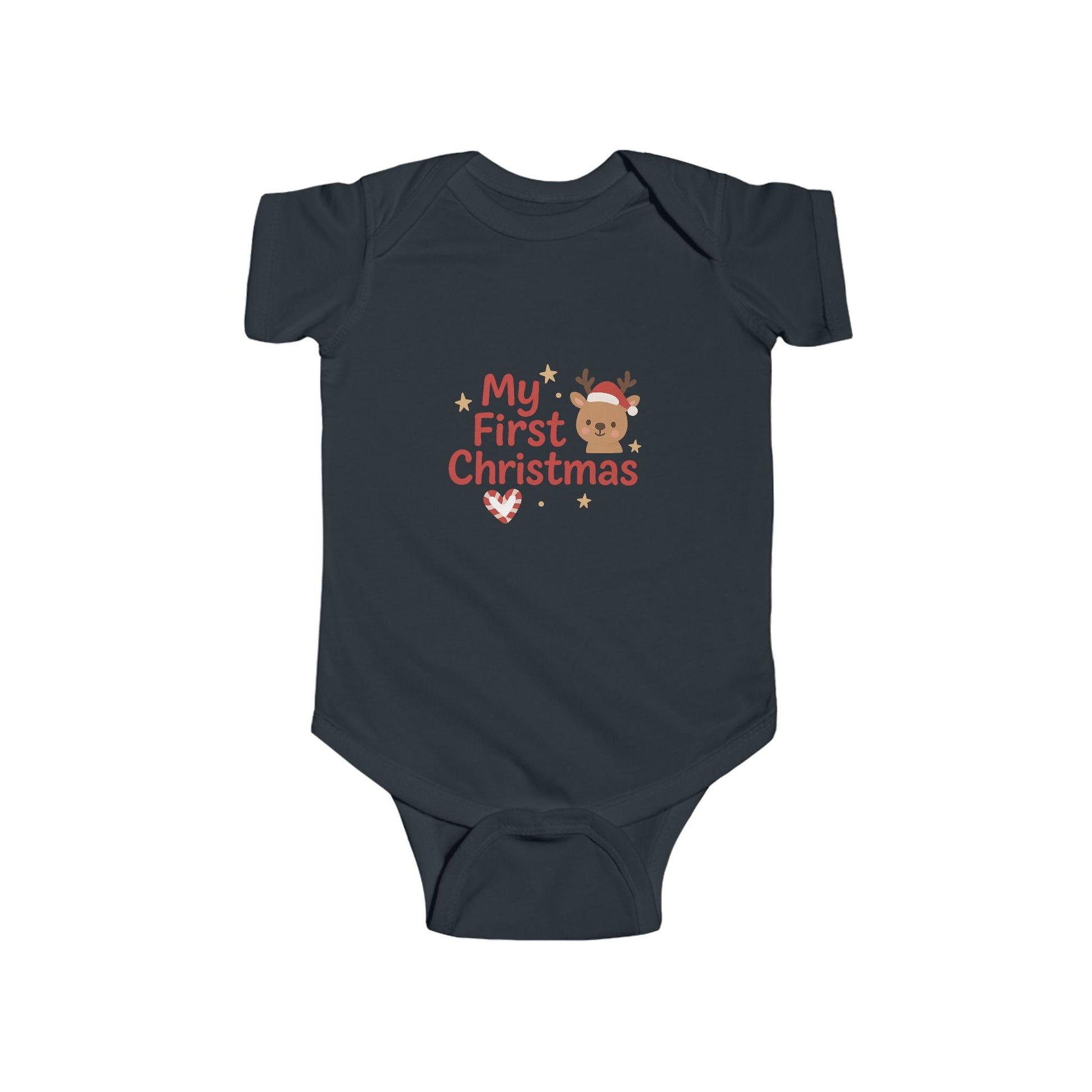 Baby Bodysuit - "My First Christmas" Reindeer Infant Onesie, Holiday Newborn Outfit Printify