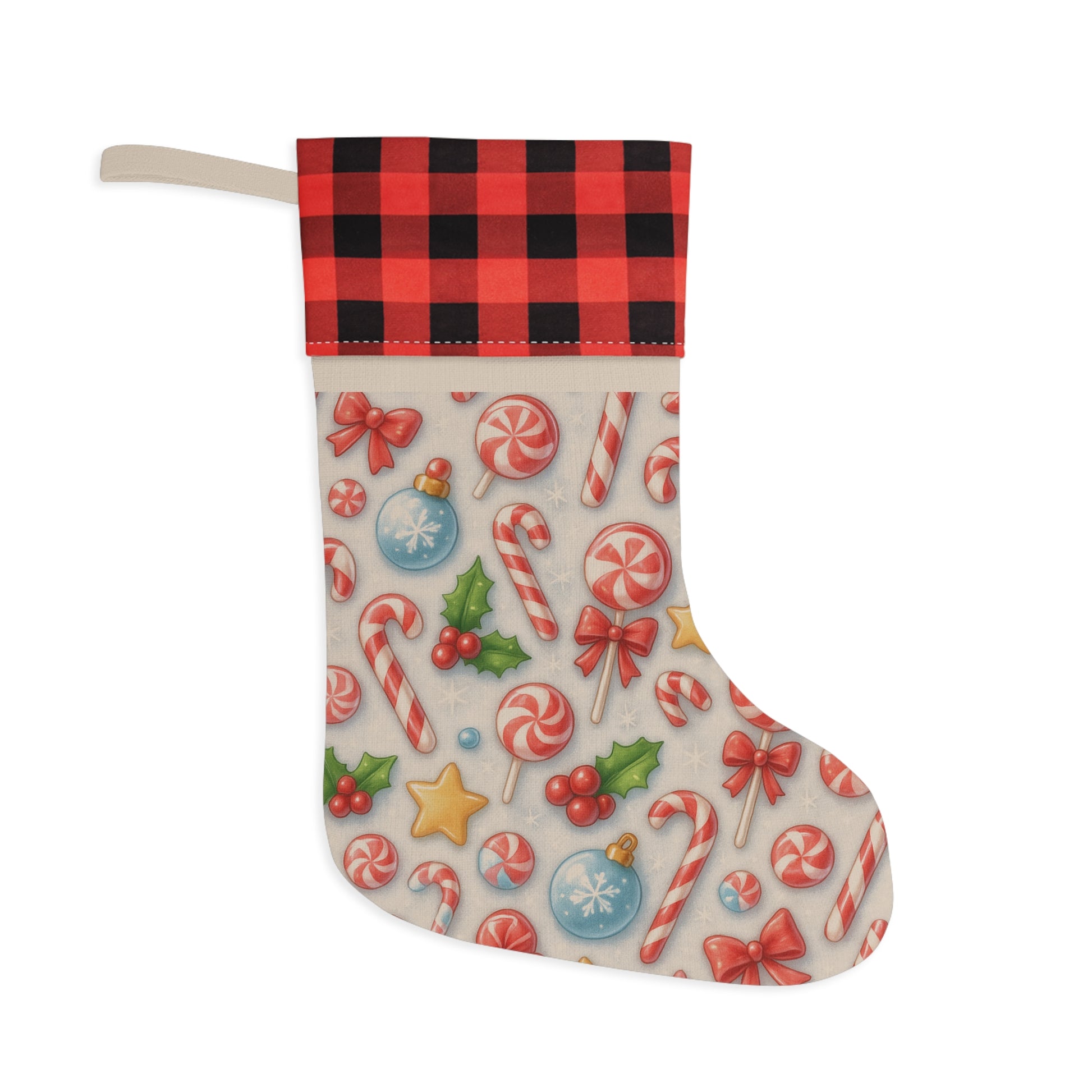 Festive Christmas Stocking, Personalized Holiday Decor, Merry and Bright Gift Holder, Seasonal Home Accent, Christmas Goody Bag Printify