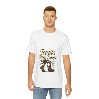 Roots Run Deep Men's Polyester Tee - Inspirational Shirt for Nature Lovers, Gifts for Father's Day, Environmental Awareness, Casual [...]