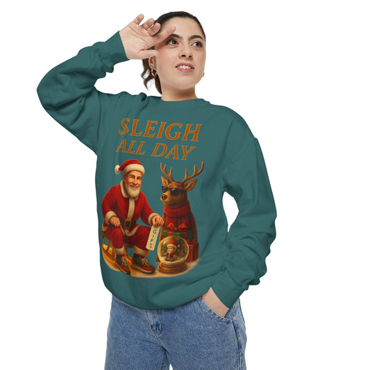 Sleigh All Day Sweatshirt, Cozy Holiday Sweatshirt, Unisex Christmas Apparel, Festive Sweatshirt Gift, Winter Wardrobe Essential Printify