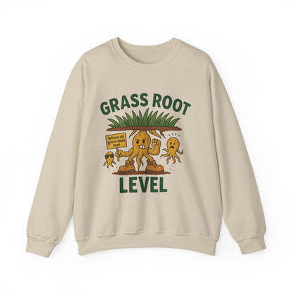 Grass Root Level Crewneck Sweatshirt, Cozy Unisex Sweatshirt, Perfect Gift for Nature Lovers, Plant Lover Apparel, Great for Earth Day