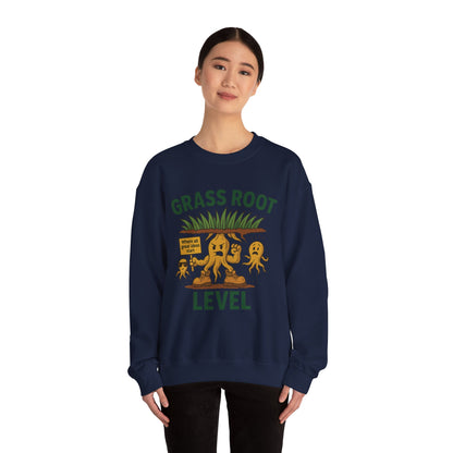 Grass Root Level Crewneck Sweatshirt, Cozy Unisex Sweatshirt, Perfect Gift for Nature Lovers, Plant Lover Apparel, Great for Earth Day