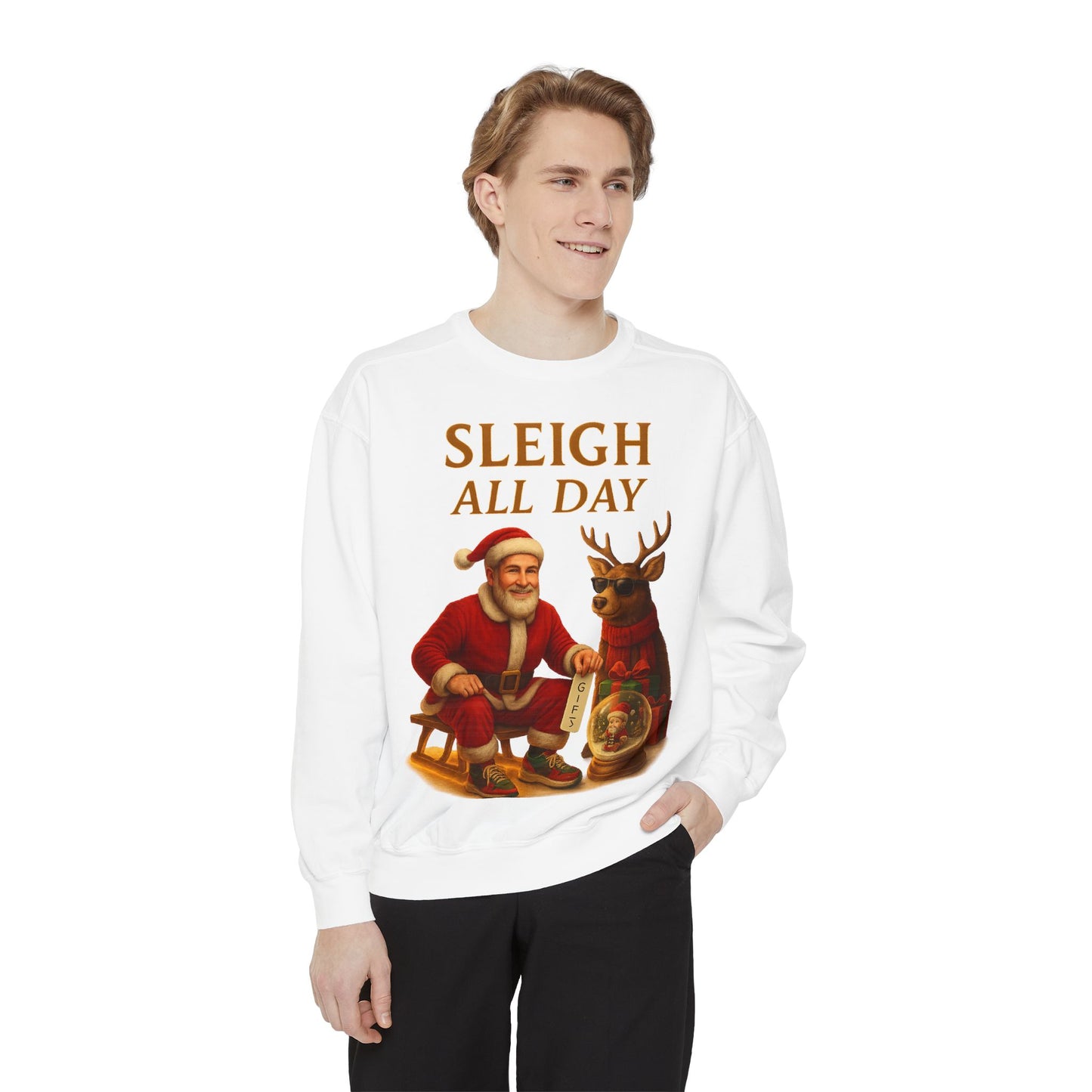 Sleigh All Day Sweatshirt, Cozy Holiday Sweatshirt, Unisex Christmas Apparel, Festive Sweatshirt Gift, Winter Wardrobe Essential Printify