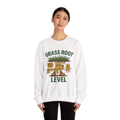 Grass Root Level Crewneck Sweatshirt, Cozy Unisex Sweatshirt, Perfect Gift for Nature Lovers, Plant Lover Apparel, Great for Earth Day