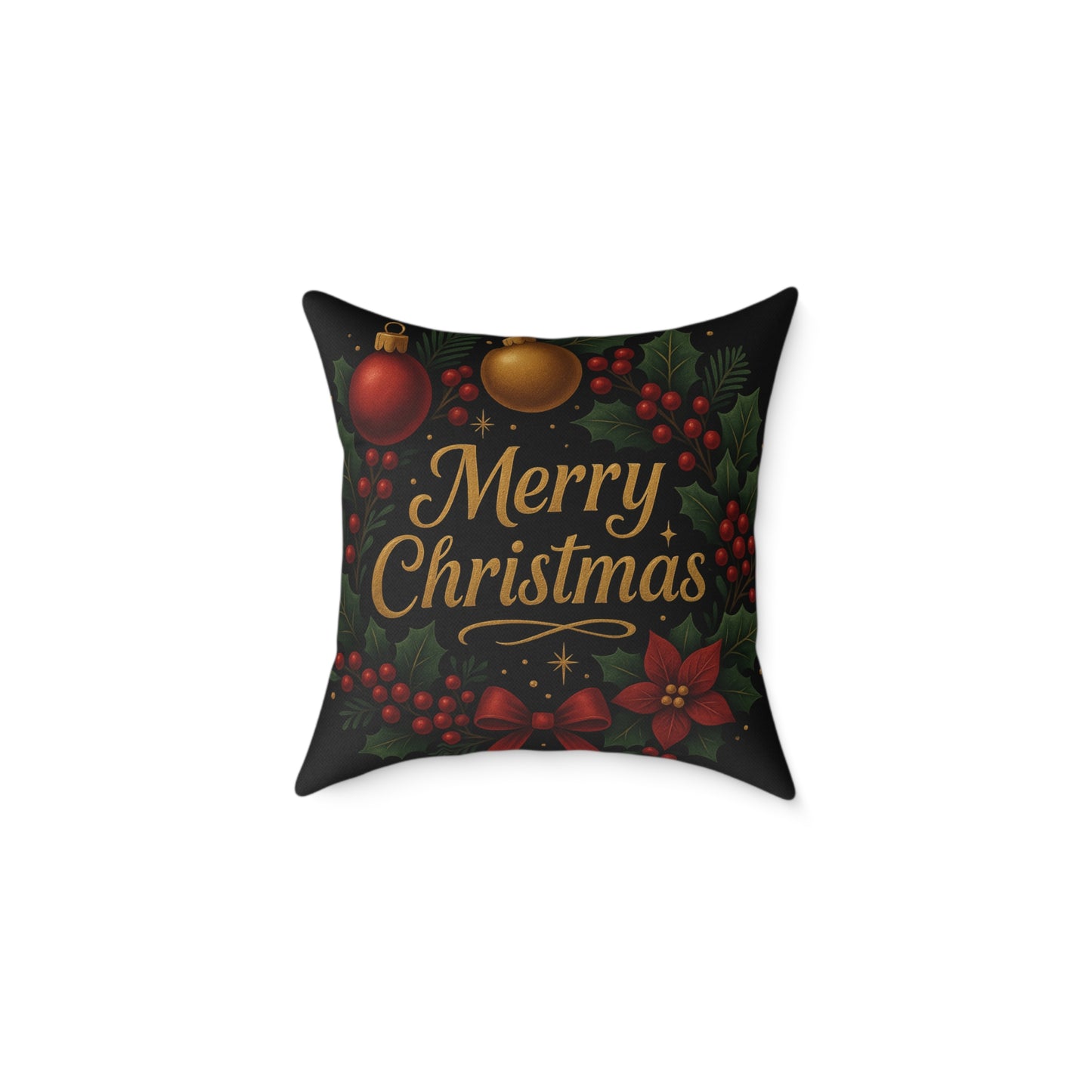 Merry Christmas Square Pillow – Festive Holiday Decorative Throw Pillow Printify