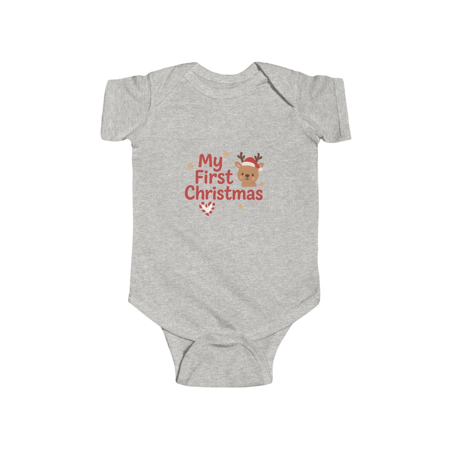 Baby Bodysuit - "My First Christmas" Reindeer Infant Onesie, Holiday Newborn Outfit Printify