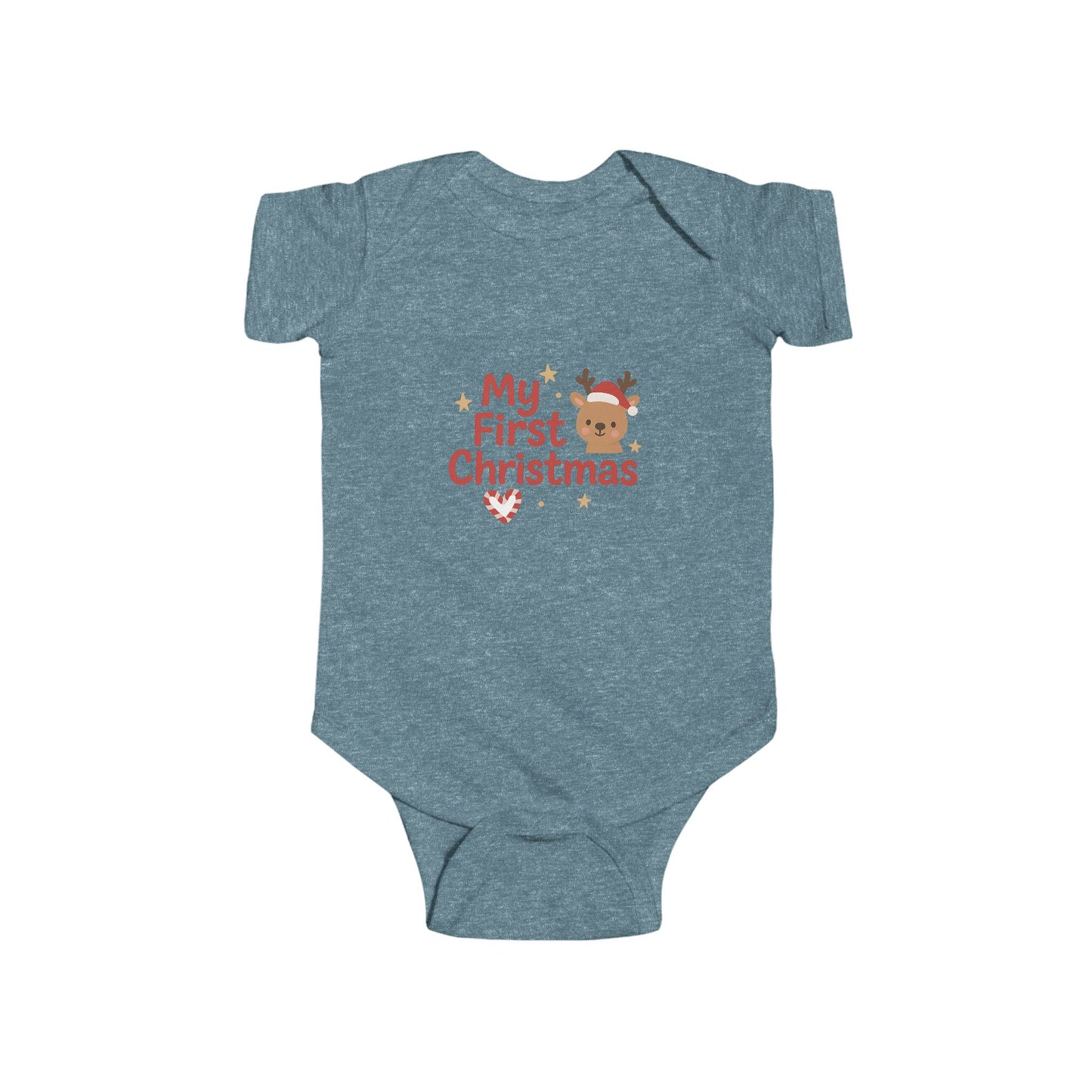 Baby Bodysuit - "My First Christmas" Reindeer Infant Onesie, Holiday Newborn Outfit Printify