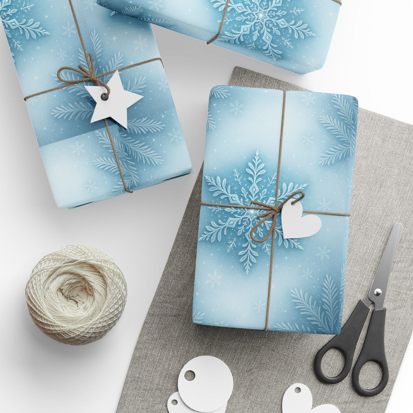 Elegant Winter Wrapping Paper, Holiday Gift Wrap, Snowflake Design for Christmas, Birthday, Wedding, Baby Shower Printify