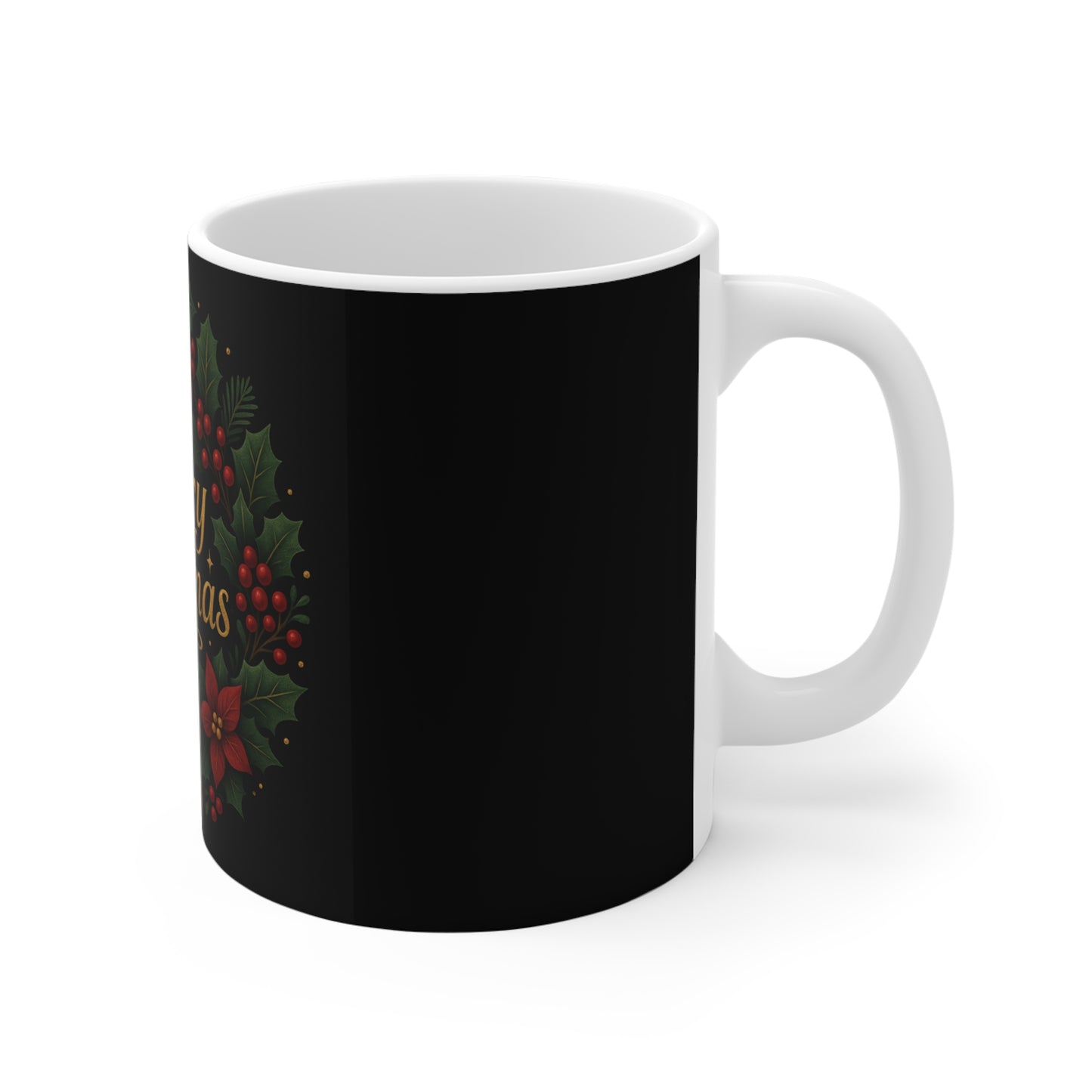 Merry Christmas Wreath Mug — 11oz Holiday Coffee Cup Printify