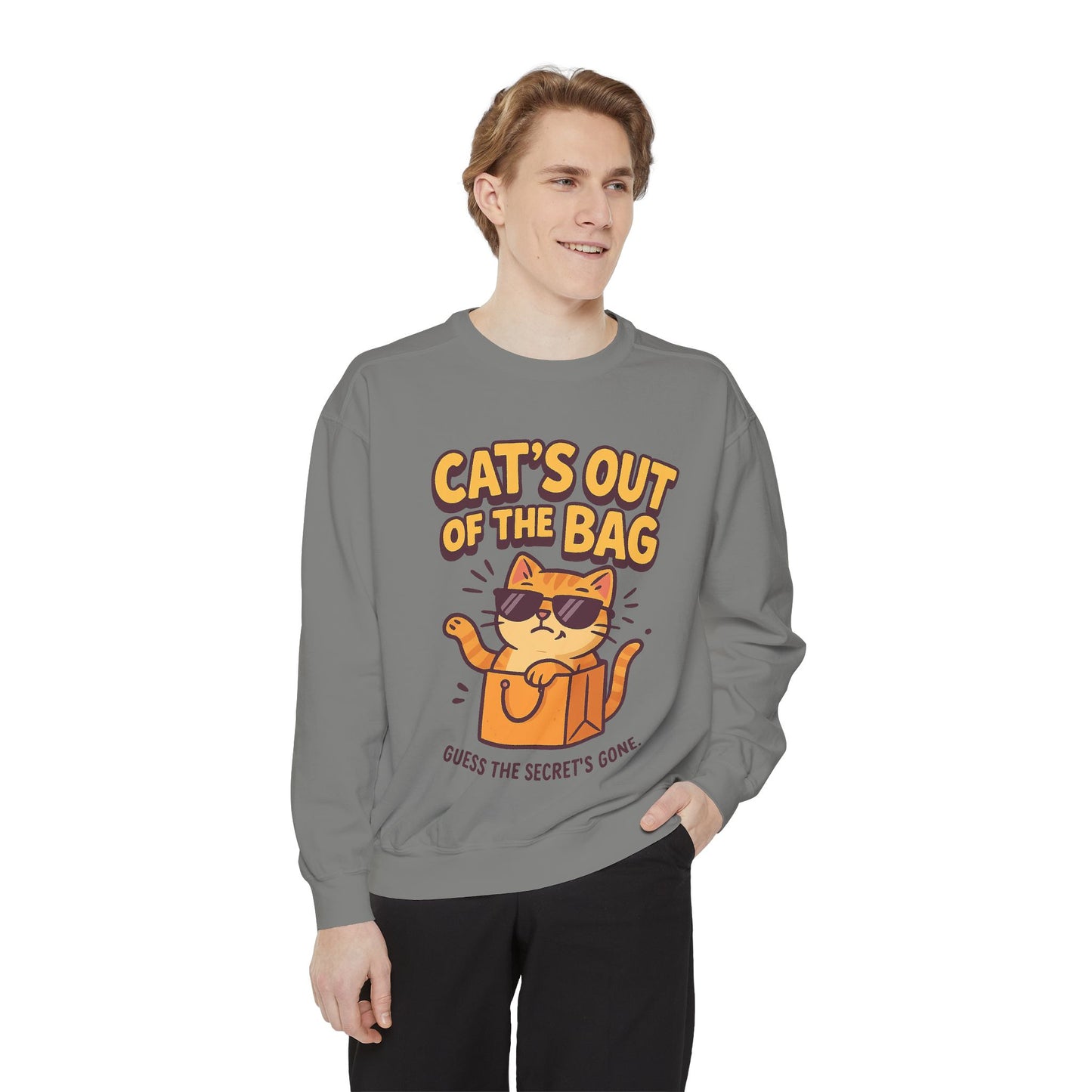 Cat's Out of the Bag Sweatshirt, Cute Cat Lover Gift, Cozy Unisex Pullover, Fun Fashion for Casual Days, Perfect for Birthdays, Cat [...]